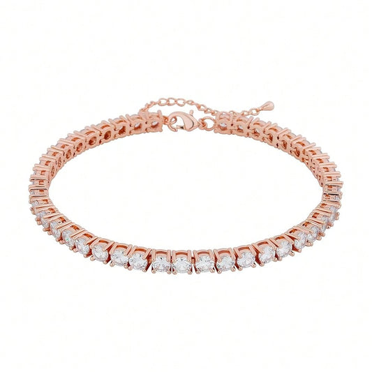 TOPGRILLZ Tennis Ankle Bracelet Gold Anklet Adjustable With Extension 14K Gold Plated Iced Out Diamond 3-6mm Fashion Stylish Foot Jewelry For Women-1825