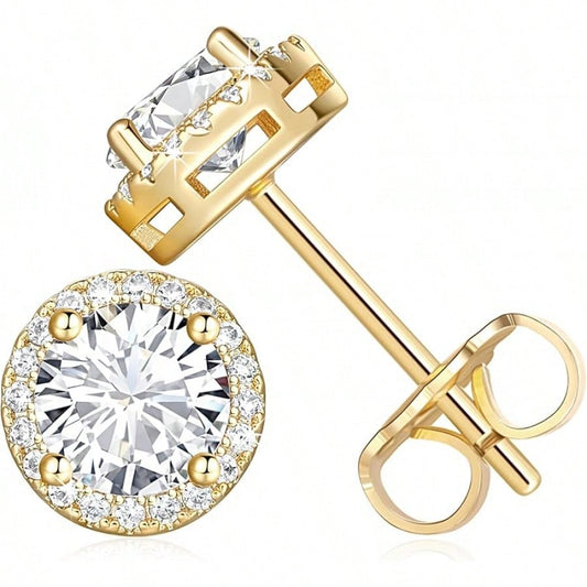 EWAJFBVGold Stud Earrings Women 14K Gold Earrings Lightweight Studs Earring Women Hypoallergenic Classic Small Studs Womens Earring 6.5/8.5mm