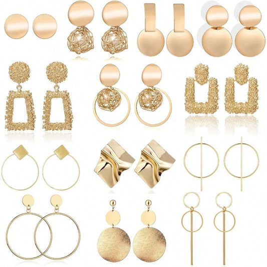 Fashion Earring13 Pairs Statement Drop Dangle Earrings Gold Stud Earrings For Women And Fashion Big Geometric Earrings Hanging Earring Set Jewelry Gifts