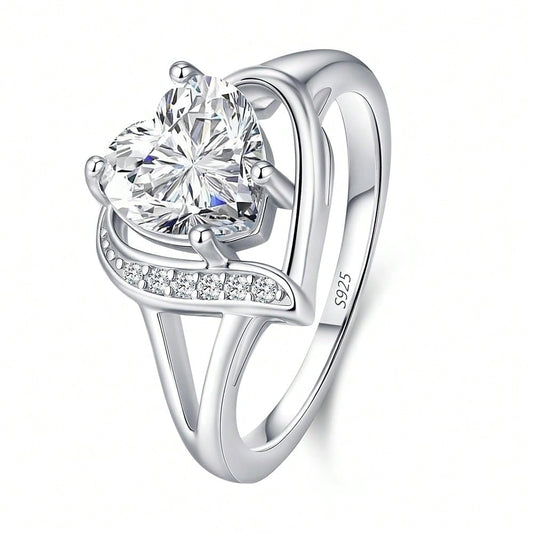 Engagement Rings For Women AAA+ Heart Cubic Zirconia Promise Rings For Her Black Halloween Jewelry/1.5CT Moissanite Rings Women's Wedding Statement Ring Birthday Gifts For Women, Size 5-9-7637