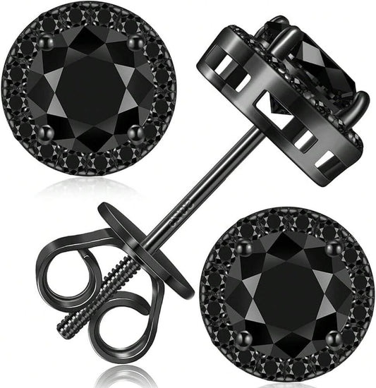 EWAJFBVMoissanite Halo Earrings Stud Screw Back 0.2-8.0ct 3-10mm 18K White Gold Plated 925 Sterling Silver Lab Round Cut Brilliant Moissanite Halo Earrings Women Men