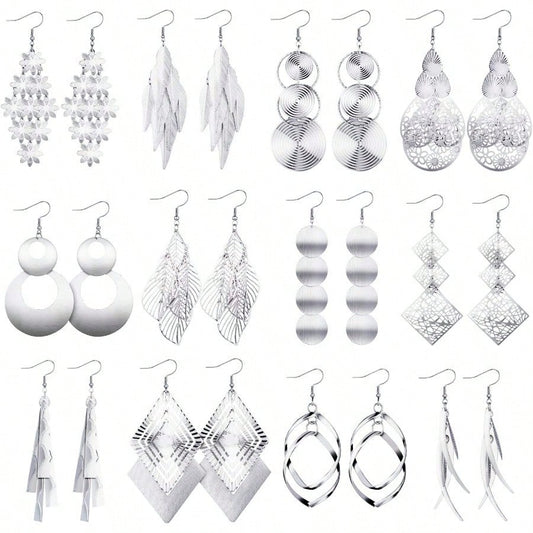 Fashion Earring12 Pairs Dangling Earrings For Women Fashion Vintage Bohemian Earrings Statement Drop Boho Long Fringed Jewelry