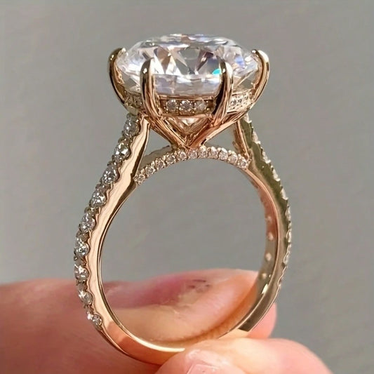 BRILLAR- S925 925 Silver Ring With 3.5 Carat Sparkling Stone, Women Engagement Jewelry For Party, Birthday, Anniversary, Gift For Her