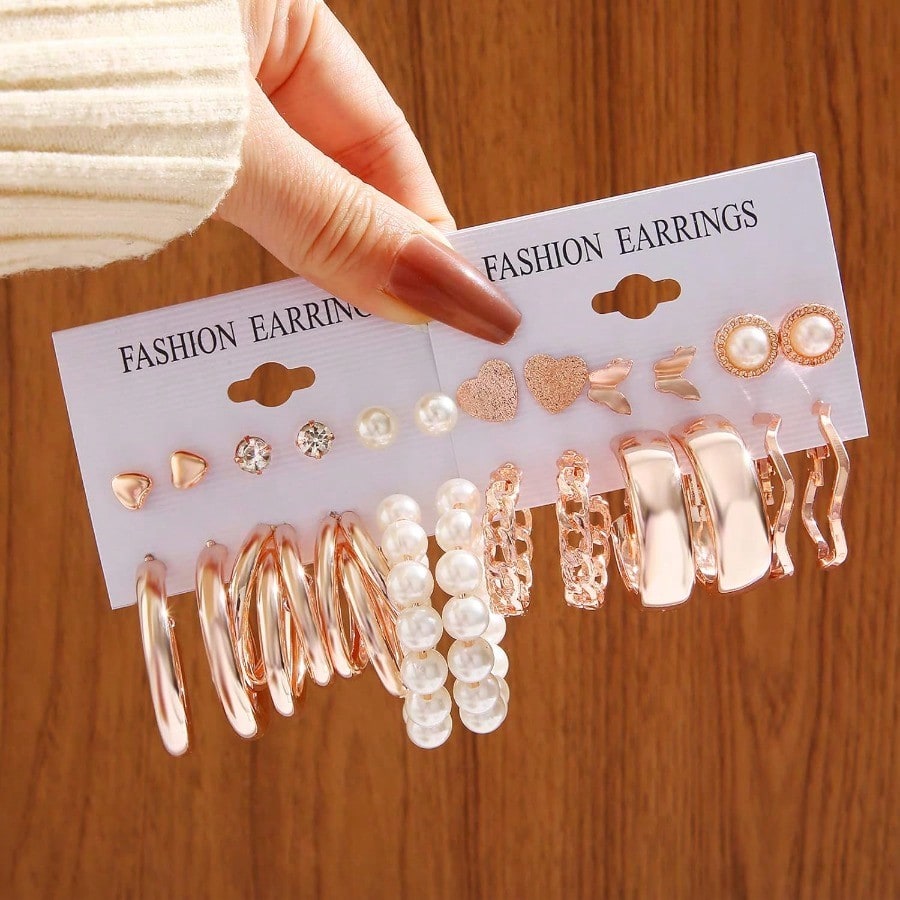 Fashion EarringFAXHION 36 Pairs Gold Earrings Set For Women Fashion Pearl Chain Link Stud Drop Dangle Earrings Multipack Hoop Earring Packs Hypoallergenic Earrings For Birthday Party Jewelry
