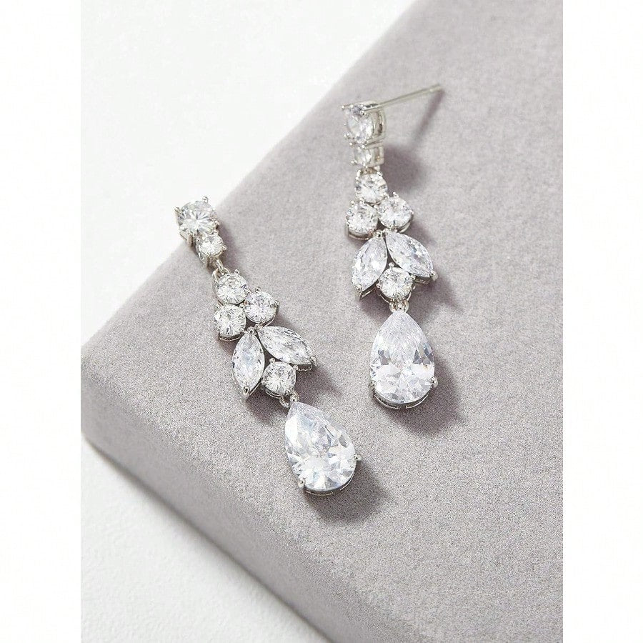 Fashion EarringTeardrop Wedding Bridal Earrings For Brides Bridesmaids Crystal Cubic Zirconia Dangle Drop Earrings For Women Prom Gifts