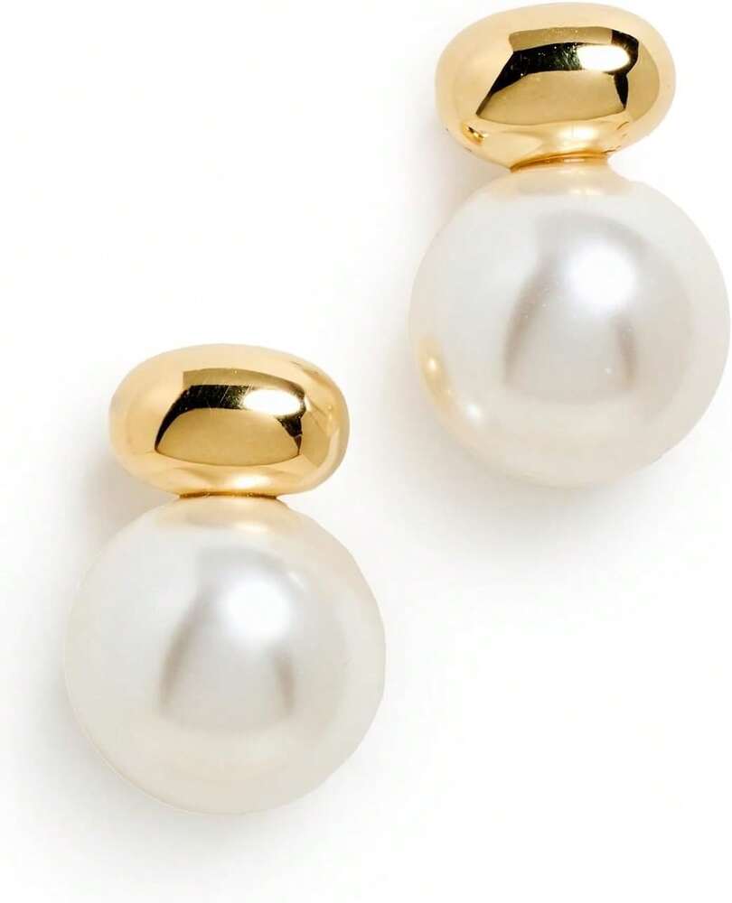 EWAJFBVSHASHI Women's Gold Pearl Stud Drop Earrings