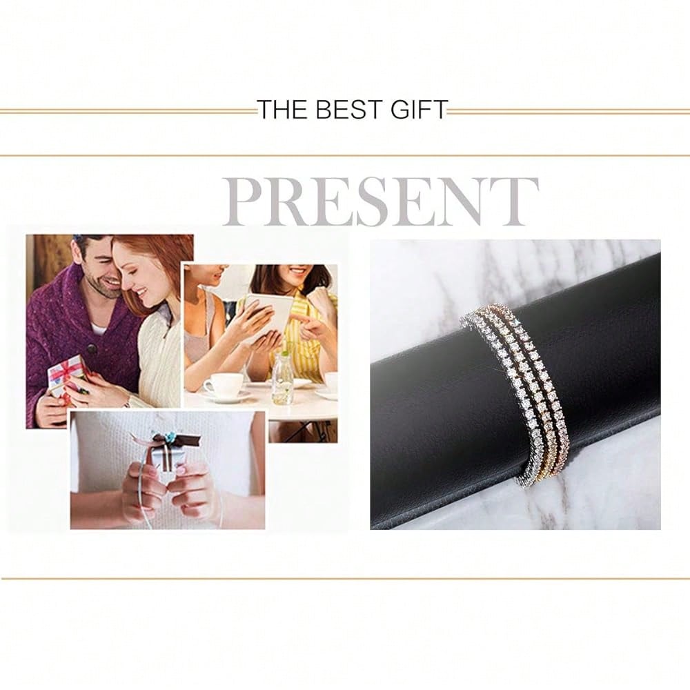 TOPGRILLZ Tennis Ankle Bracelet Gold Anklet Adjustable With Extension 14K Gold Plated Iced Out Diamond 3-6mm Fashion Stylish Foot Jewelry For Women-1825