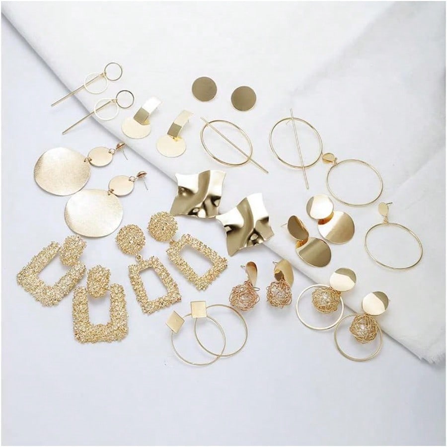 Fashion Earring13 Pairs Statement Drop Dangle Earrings Gold Stud Earrings For Women And Fashion Big Geometric Earrings Hanging Earring Set Jewelry Gifts